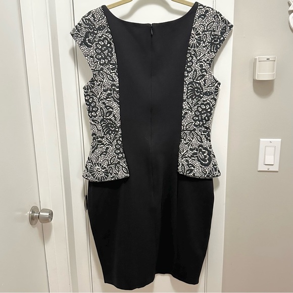 Uccé Black White Sheath Fitted Dress 10 NWT cap sleeve USA career modest formal - Picture 3 of 12
